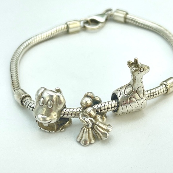 Silver Lovelinks Animal Charm Bracelet by Jens J. Aagaard | Giraffe Puppy Dog - Picture 1 of 14